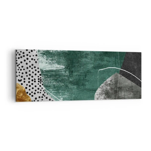 Quadro em tela - Abstração colorida com folha de ouro - 140x50 cm