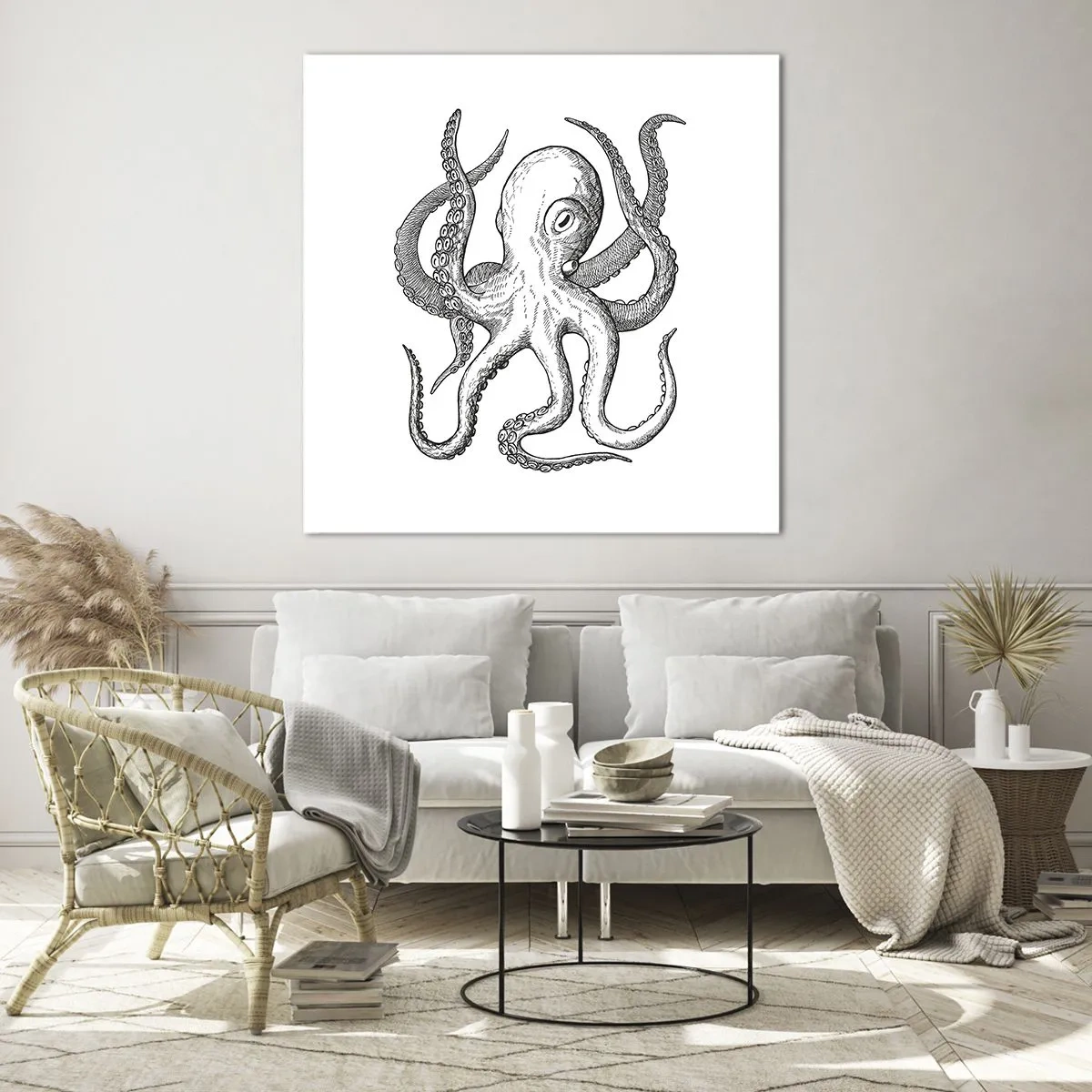 Quadro em vidro - Dançando com as ondas - 30x30 cm