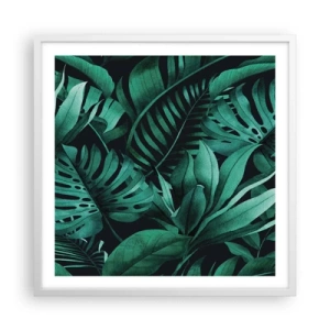 Pôster em moldura branca - A profundidade da vegetação tropical - 60x60 cm