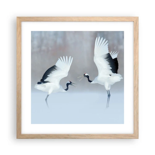 Pôster com moldura de carvalho claro - Dança no nevoeiro - 40x40 cm