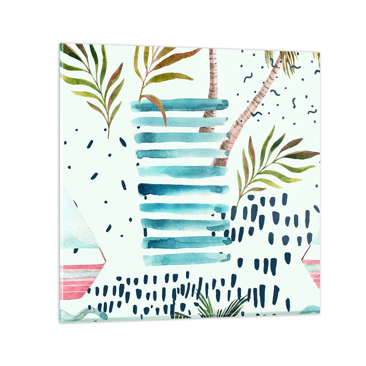 Quadro em vidro - Férias sob as palmeiras - 50x50 cm