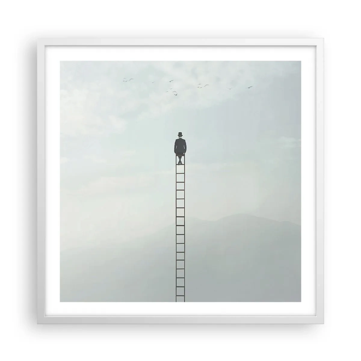 Pôster em moldura branca - Vá além - 60x60 cm