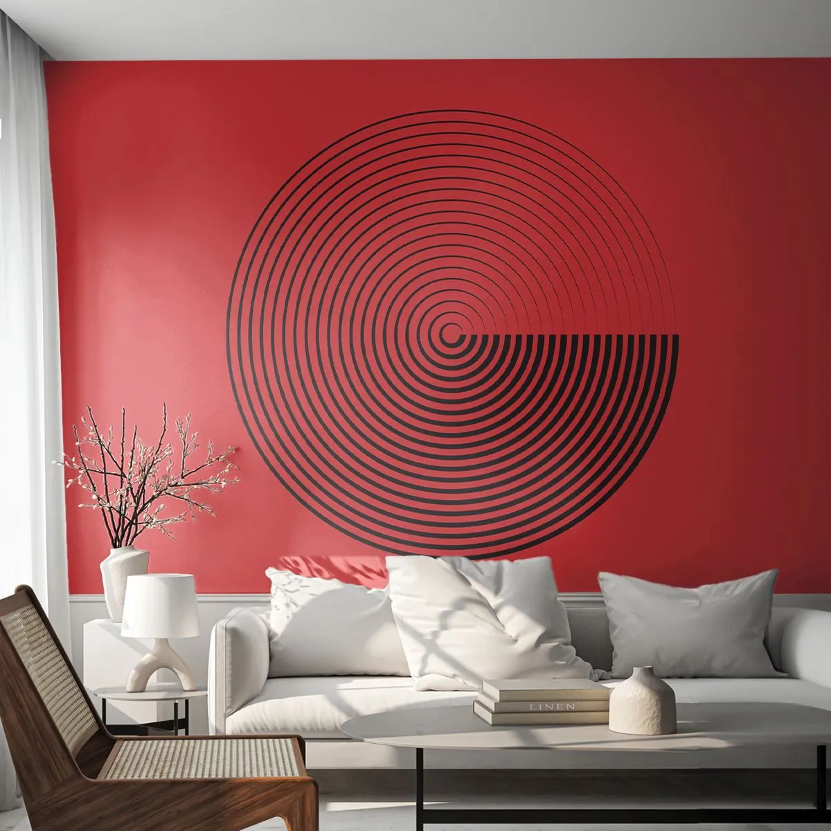 Papel de Parede Standard Eco - Movimento circular - Minimalismo, Roda, Linhas - 450x315 cm