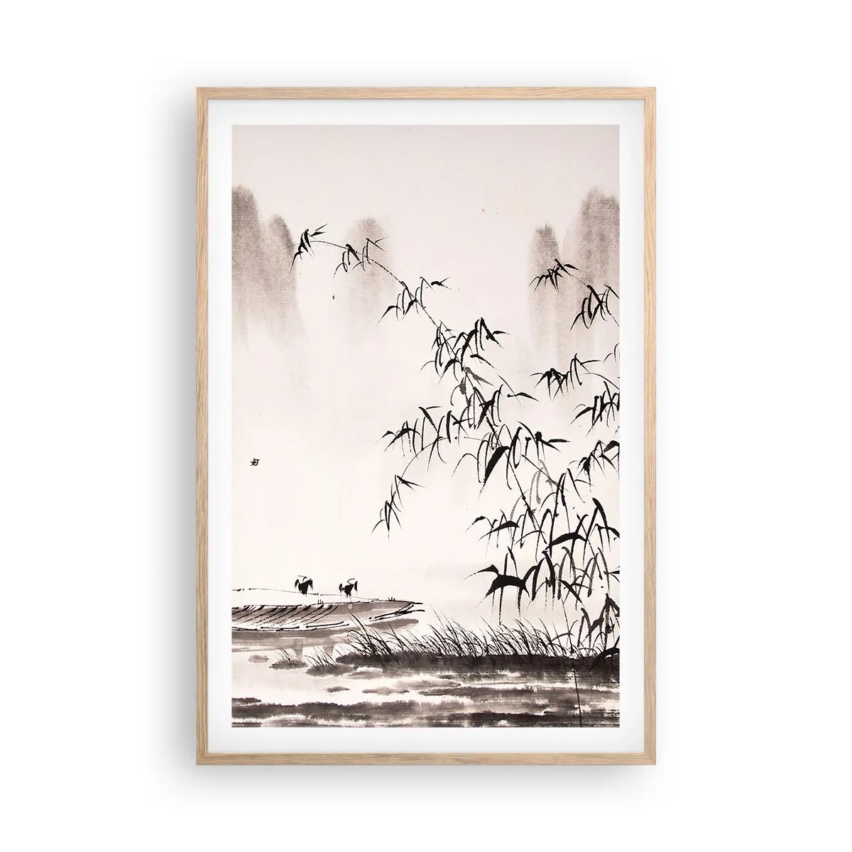 Pôster com moldura de carvalho claro - O silêncio dos campos de arroz - 61x91 cm