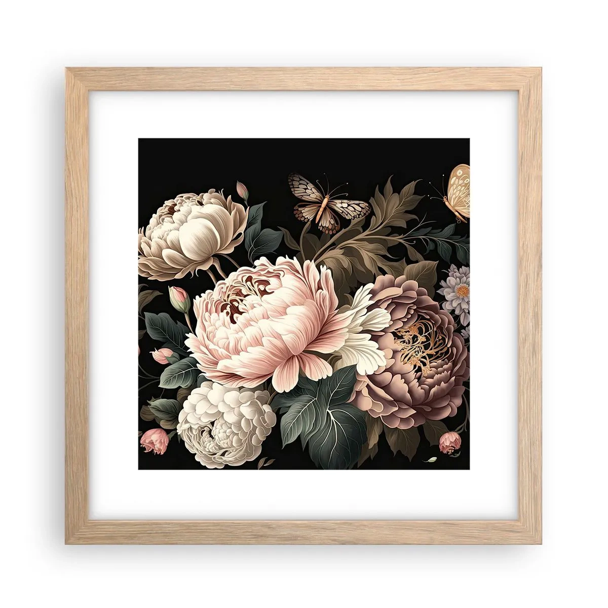 Pôster com moldura de carvalho claro - Em estilo barroco - 30x30 cm