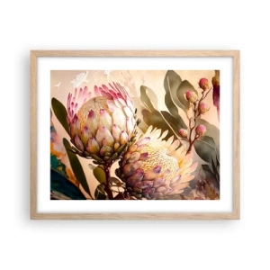 Pôster com moldura de carvalho claro - Abraçado com ternura - 50x40 cm