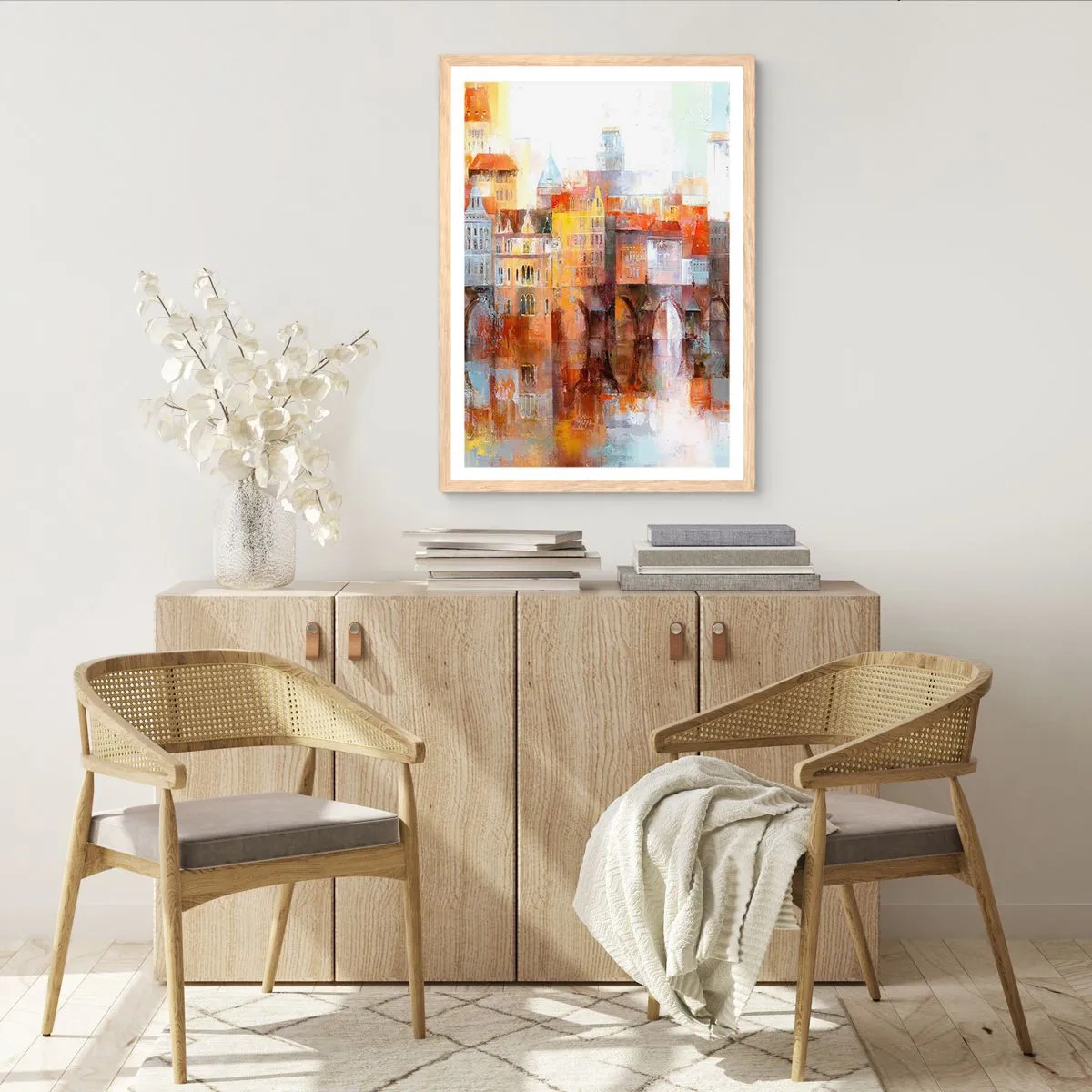 Pôster com moldura de carvalho claro - Debaixo da ponte também é bonito - 50x70 cm