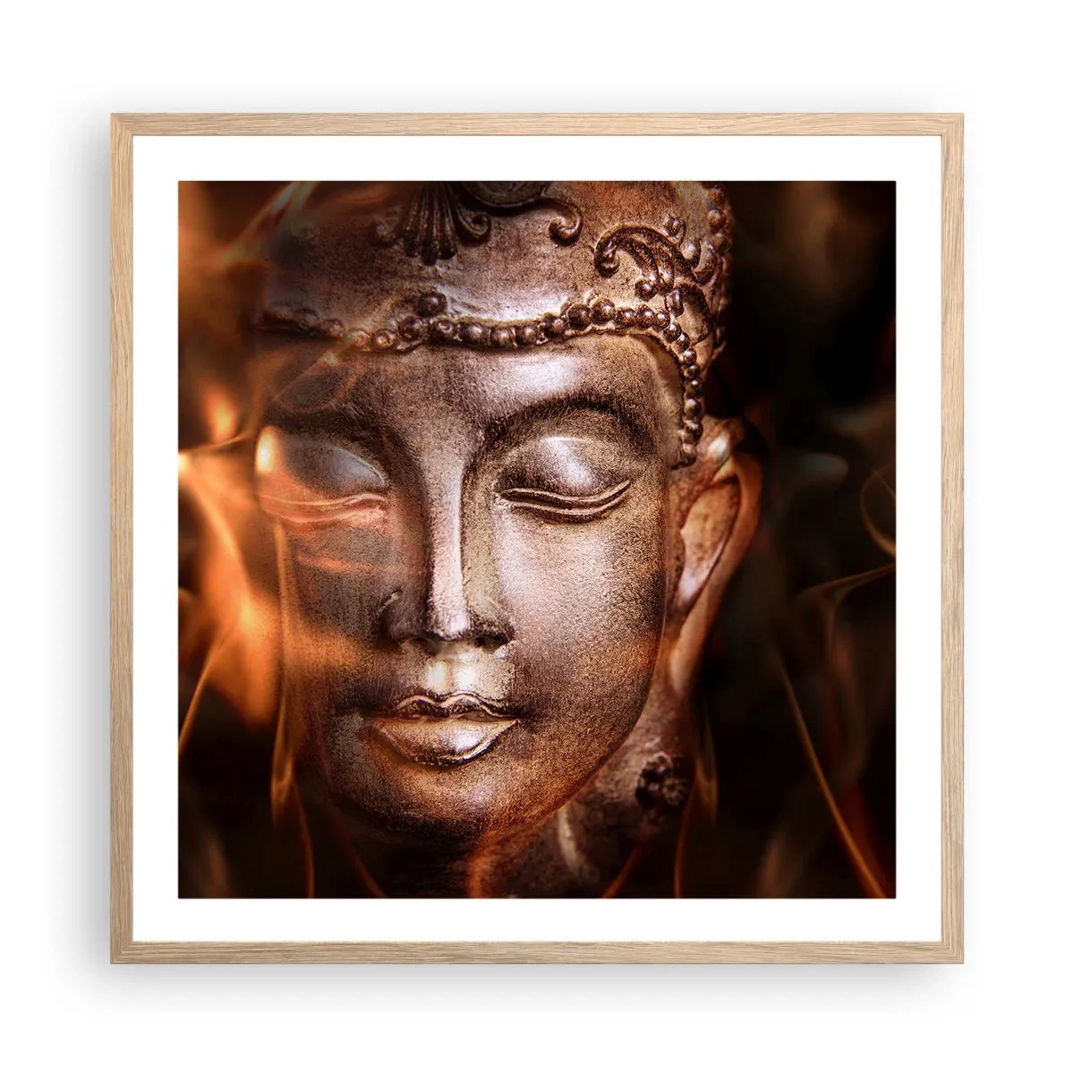 Pôster com moldura de carvalho claro - Só existe o aqui e agora - 60x60 cm