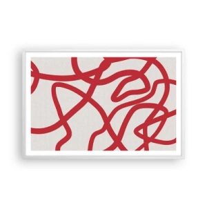 Pôster em moldura branca - Vermelho em branco - 91x61 cm