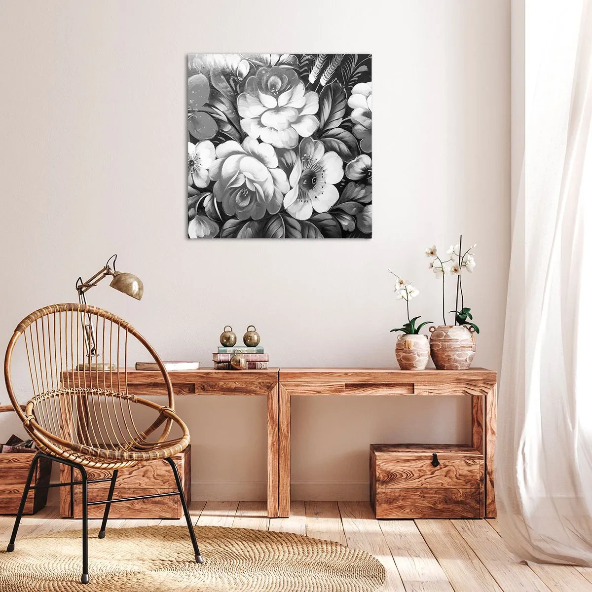 Quadro em tela - A beleza em cinza - 70x70 cm