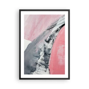 Pôster com moldura preta - Uma composição abstrata em tons de rosa e cinza. - 50x70cm - Composição à medida - Decoração de parede moderna para a sala de estar e quarto ARTTOR