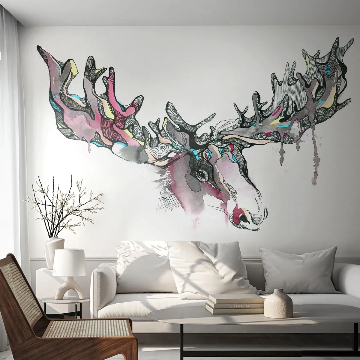 Papel de Parede Standard Eco - A coroa do Rei da Floresta - Abstração, alce, Natureza - 200x140 cm