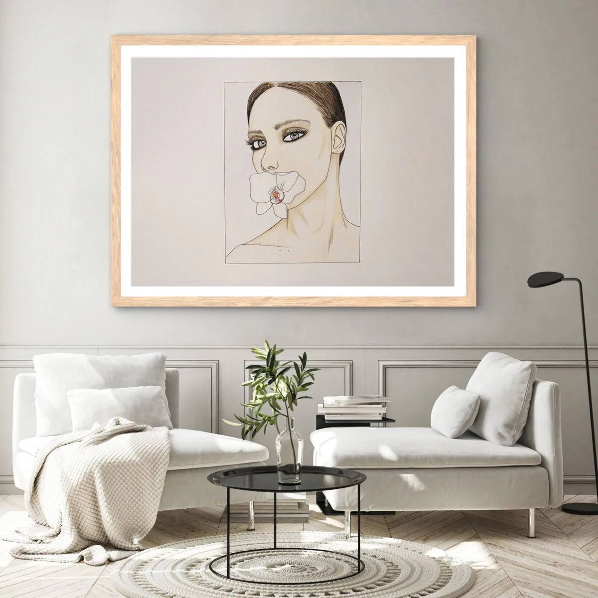 Pôster com moldura de carvalho claro - Símbolo de elegância e beleza - 91x61 cm