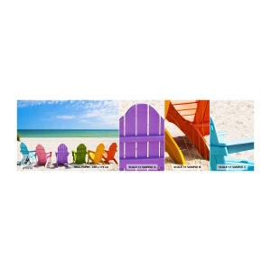 Amostra de papel de parede autocolante Deluxe Sticker - Praia do arco-íris - Paisagem, Praia, Cadeiras de praia - 100x30 cm