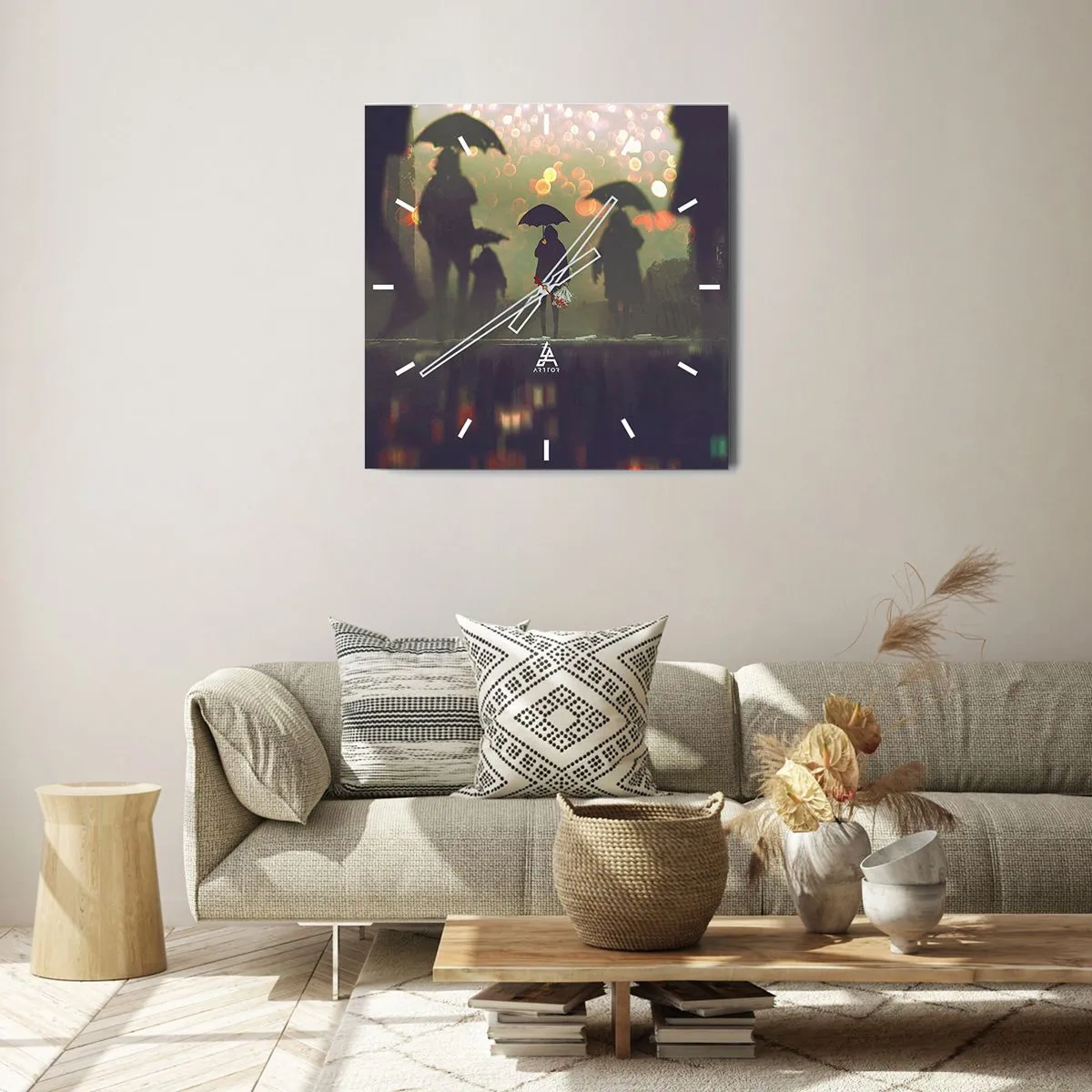 Relógio de parede - Relógio em vidro - Da perspectiva de uma gota de chuva - 40x40 cm