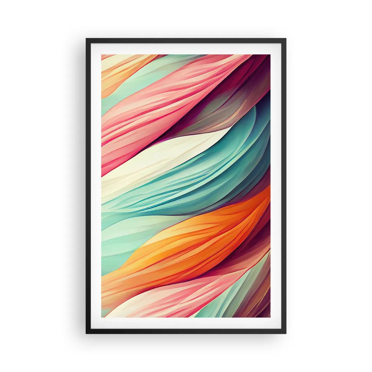 Pôster com moldura preta - Tecido arco-íris - 61x91 cm