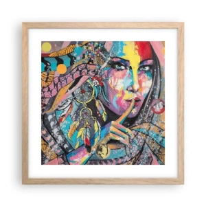 Pôster com moldura de carvalho claro - Fique em silêncio até compreender - 40x40 cm