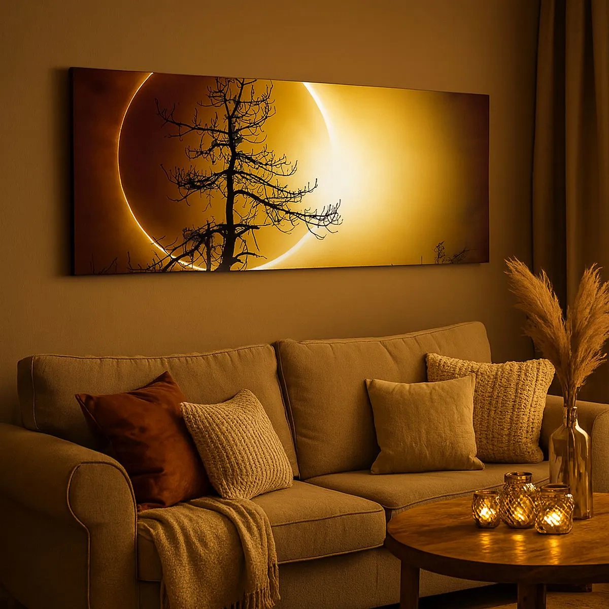 Quadro em tela - Eclipse total - 100x40 cm