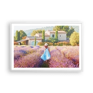 Pôster em moldura branca - Menina Lavanda - 91x61 cm