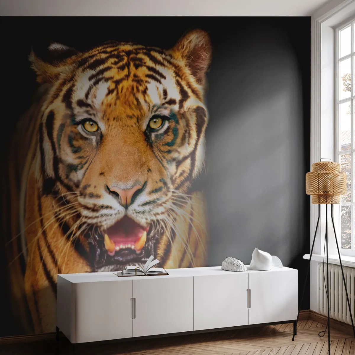 Papel de Parede Premium Canvas - Coração selvagem - Animais, Tigre, Predador - 400x280 cm