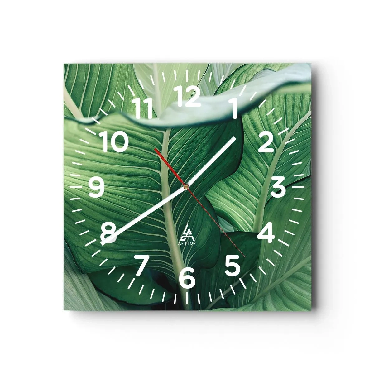 Relógio de parede - Relógio em vidro - Vida intensamente verde - 30x30 cm