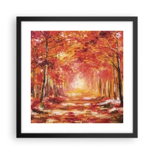 Pôster com moldura preta - Floresta de cobre - 40x40 cm