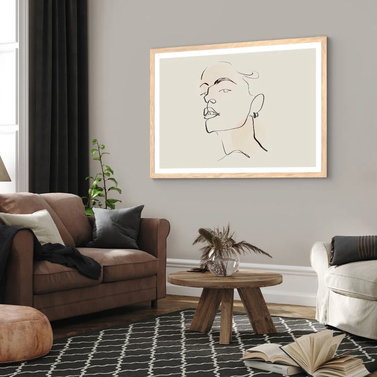 Pôster com moldura de carvalho claro - Olhar orgulhoso - 91x61 cm