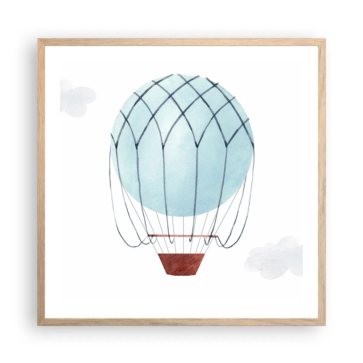 Pôster com moldura de carvalho claro - Tudo nas nuvens - 60x60 cm