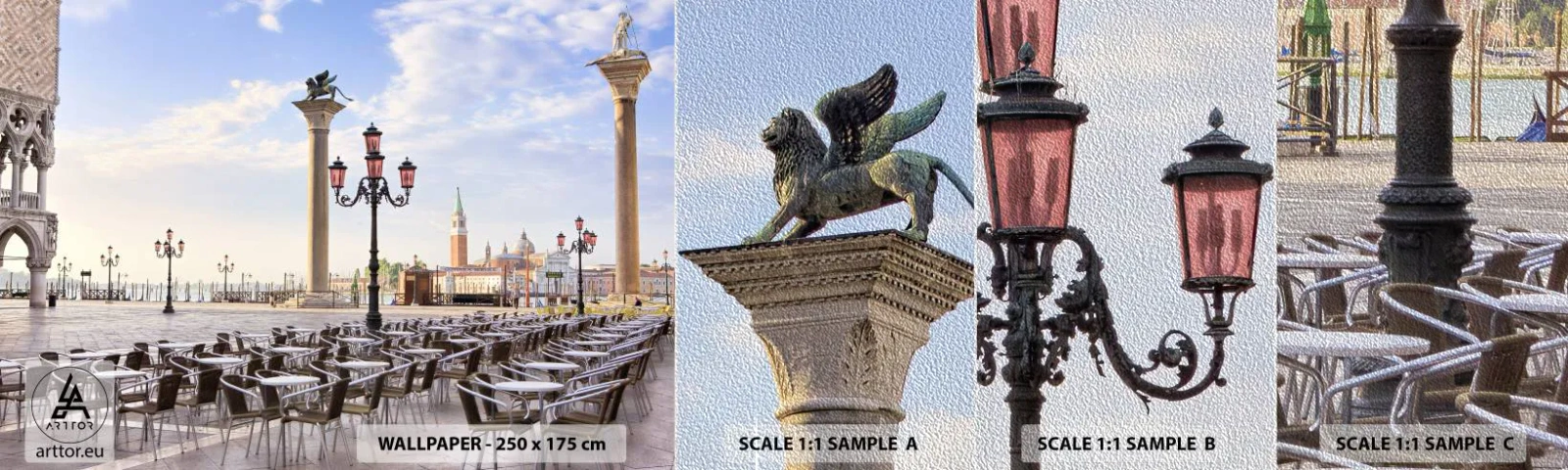 Amostra de papel de parede Premium Sand - Bem-vindo, está tudo pronto - Arquitetura, Cidade, Veneza - 100x30 cm