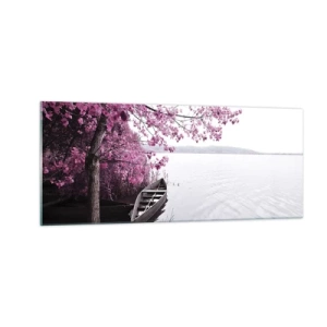 Quadro em vidro - Em silêncio cor-de-rosa - 100x40 cm