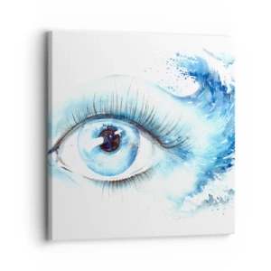 Quadro em tela - Mergulho no olhar azul - 30x30 cm