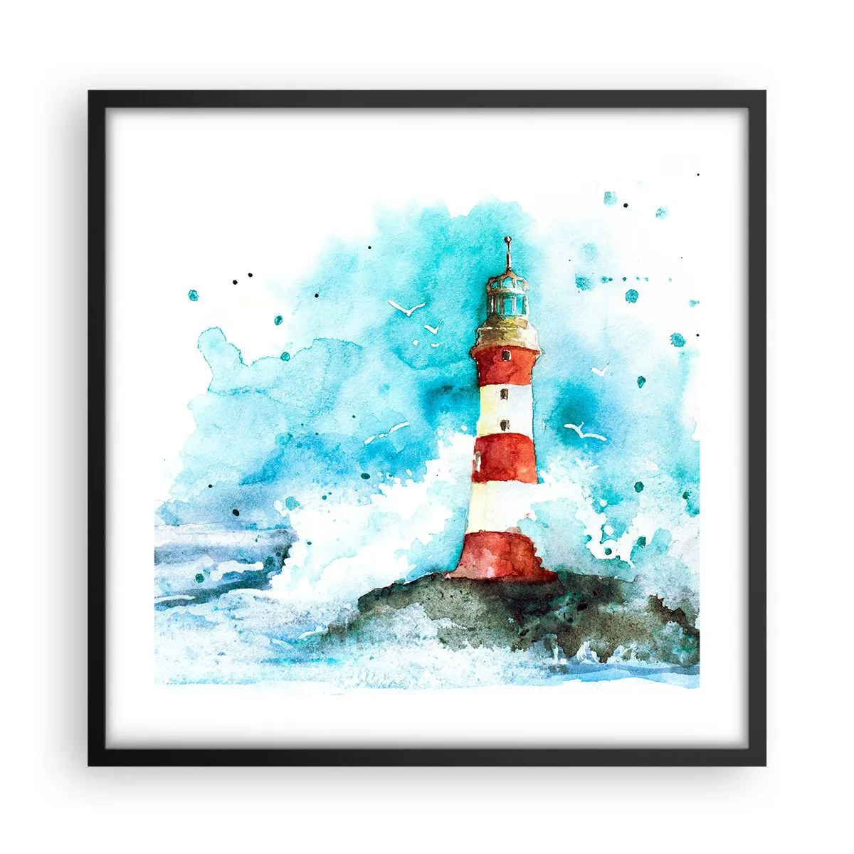 Pôster com moldura preta - Unidade dos elementos da natureza - 50x50 cm