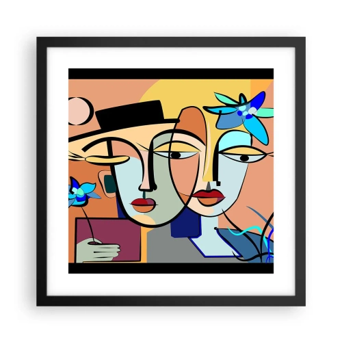 Pôster com moldura preta - O randez vous de Picasso - 40x40 cm