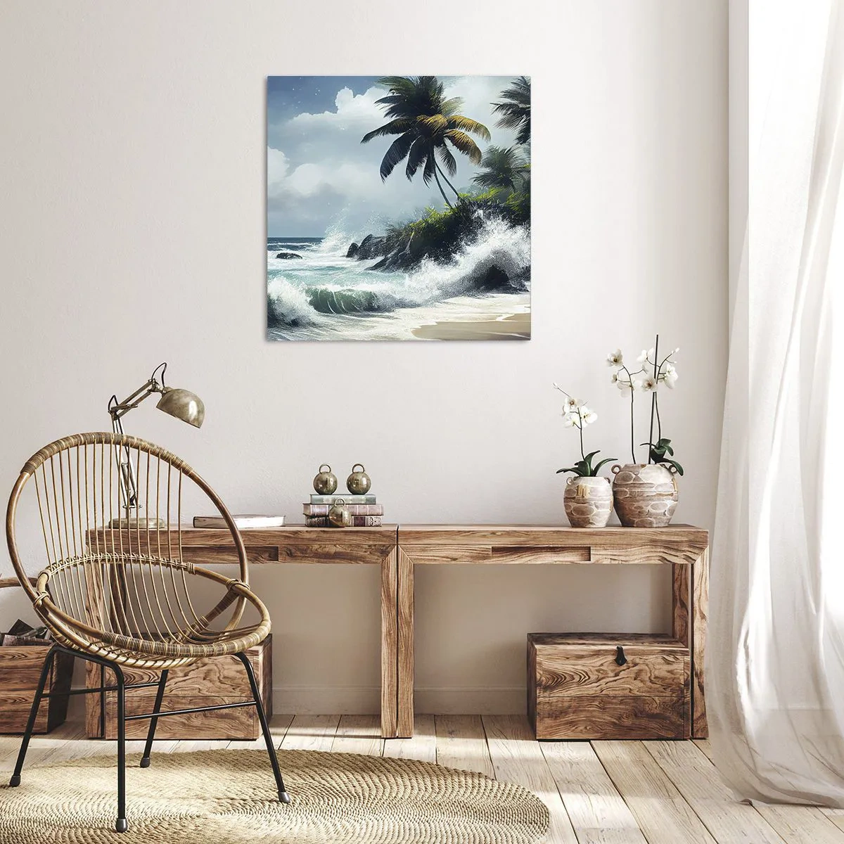Quadro em tela - Em uma costa tropical - 50x50 cm