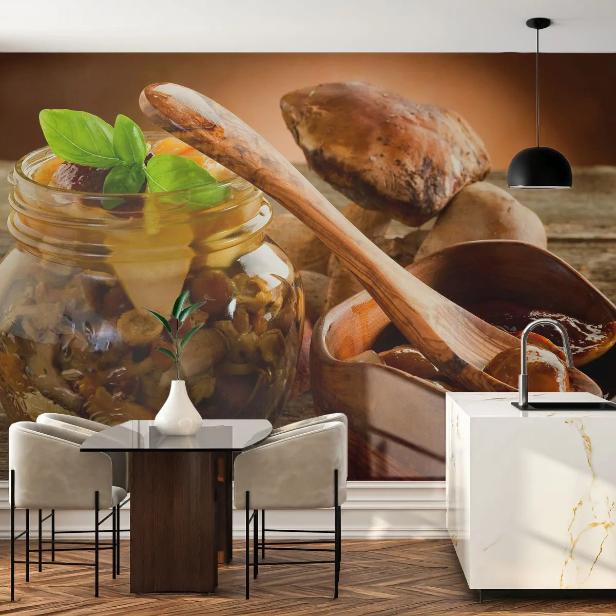 Papel de Parede Autocolante Deluxe Sticker - Seja fresco, salgado ou de outono... - Gastronomia, Cogumelos, Cozinha - 250x175 cm