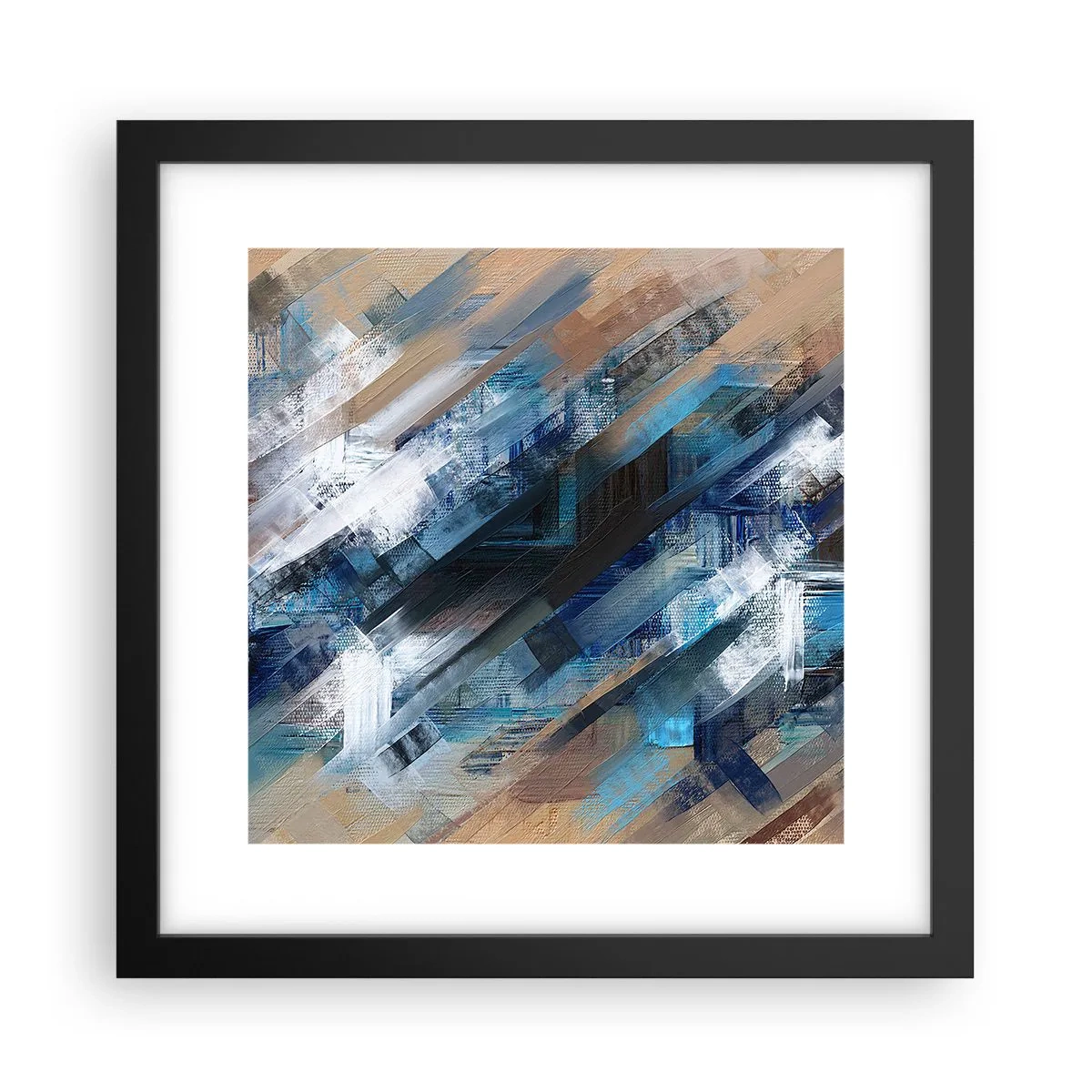 Pôster com moldura preta - Numa diagonal azul - 30x30 cm
