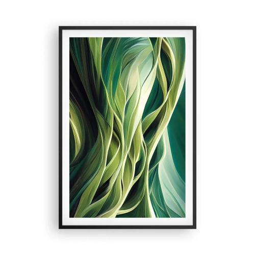 Pôster com moldura preta - Jogo verde abstrato - 61x91 cm