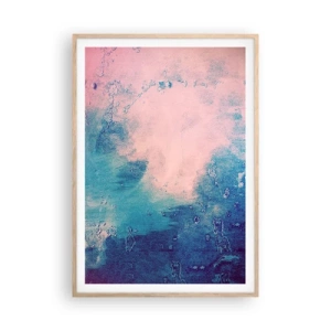 Pôster com moldura de carvalho claro - Abraço azul - 70x100 cm