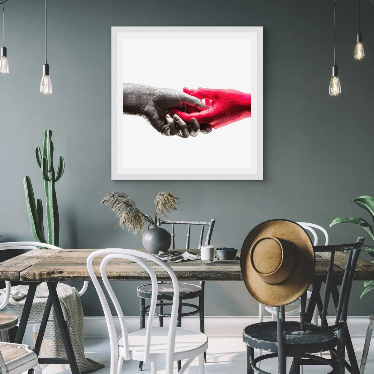 Pôster em moldura branca - Juntos, mas diferentes - 60x60 cm