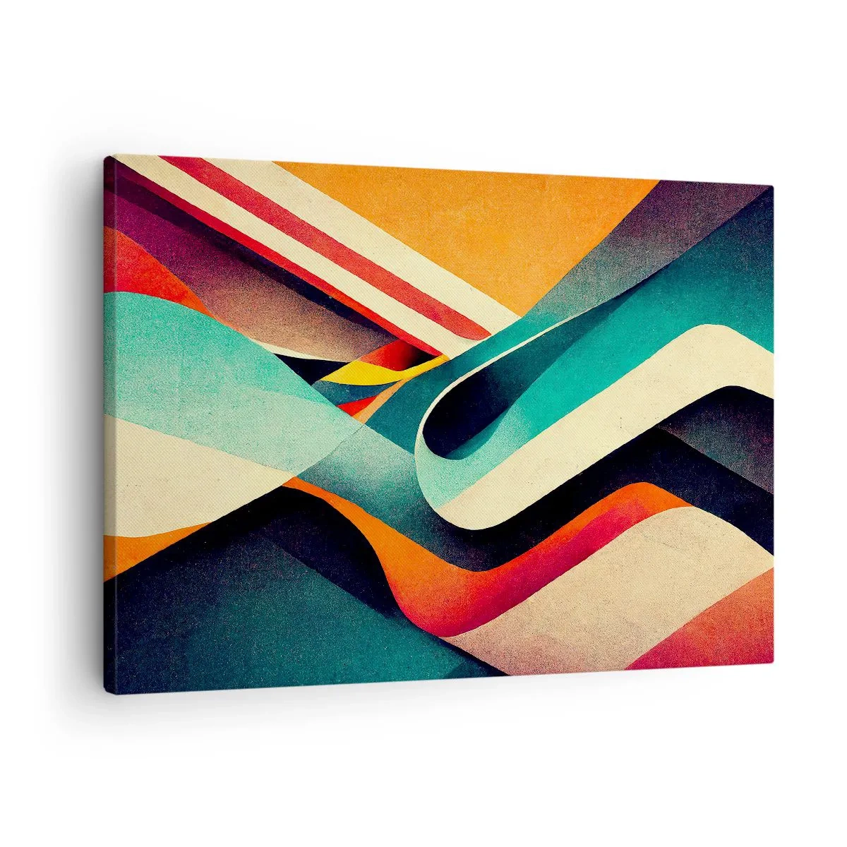 Quadro em tela - Ondas abstratas coloridas em uma composição dinâmica - 70x50cm - Composição intensa - Decoração de parede moderna para a sala de estar e quarto ARTTOR
