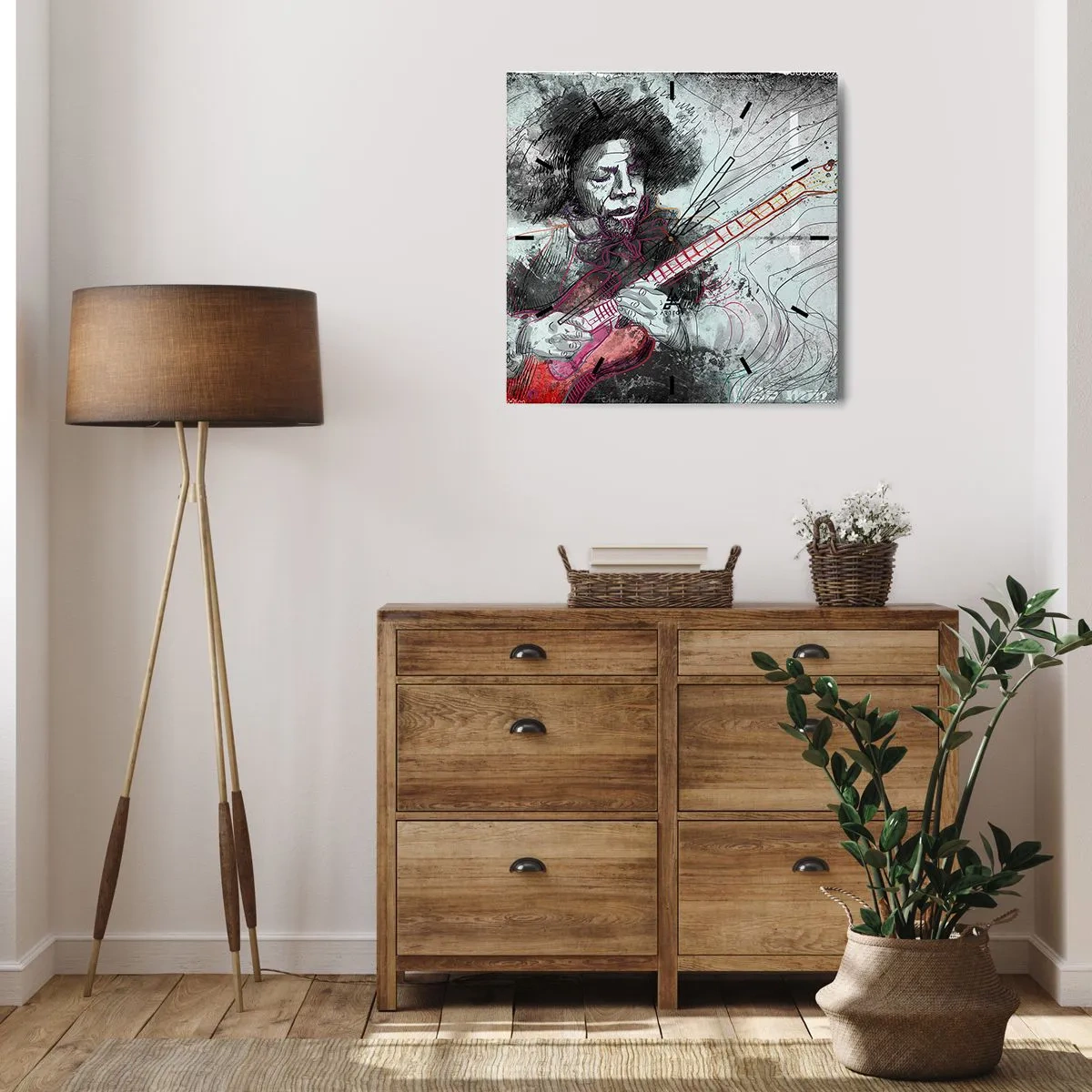 Relógio de parede - Relógio em vidro - Nas ondas da música - 30x30 cm