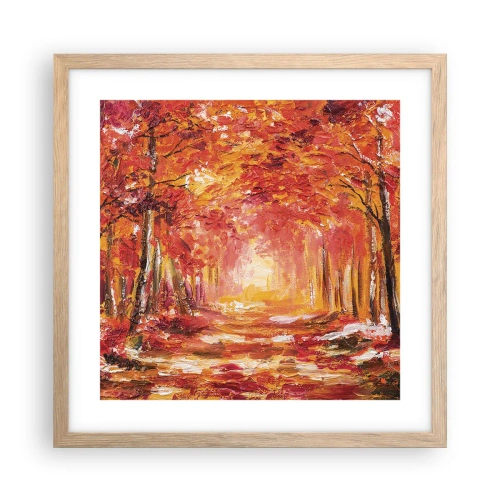 Pôster com moldura de carvalho claro - Floresta de cobre - 40x40 cm