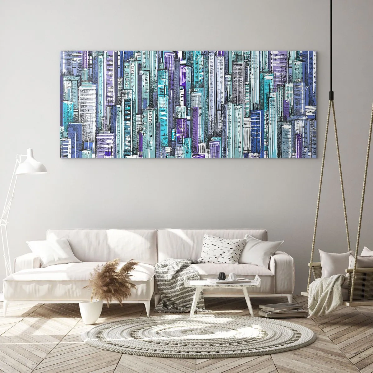 Quadro em vidro - Azul do céu - 100x40 cm