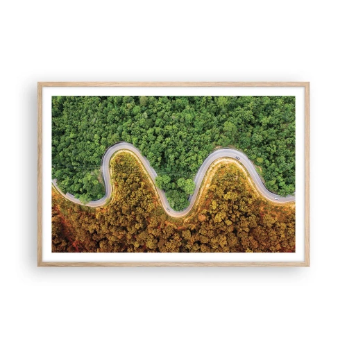 Pôster com moldura de carvalho claro - Fronteiras e descobertas - 91x61 cm