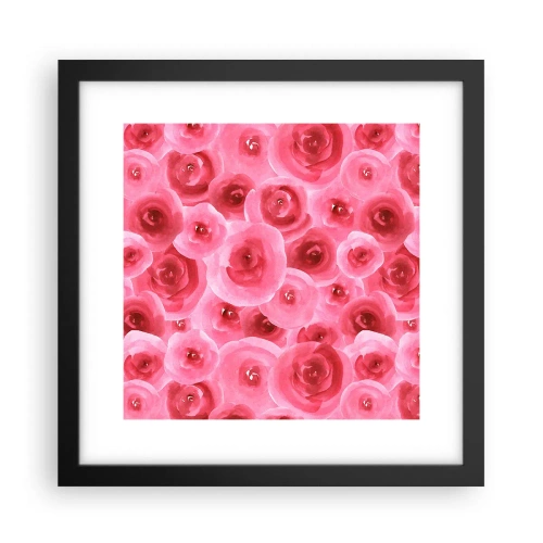 Pôster com moldura preta - Rosas acima e abaixo - 30x30 cm