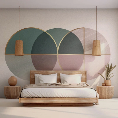 Papel de Parede Premium Sand - Círculo entre círculos… - Abstração, Pedaço, Padrão Moderno - 100x70 cm