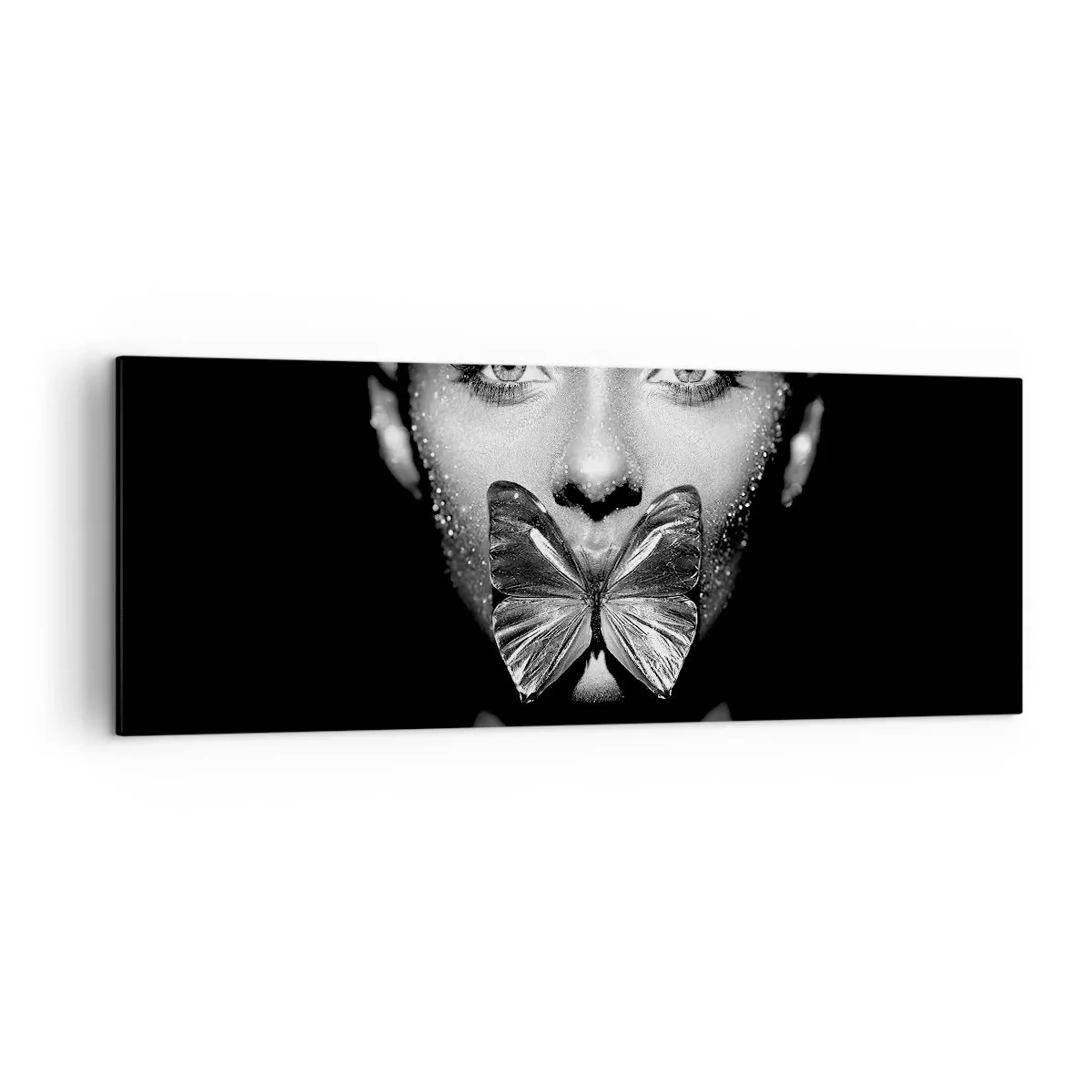 Quadro em tela - O beijo da borboleta - 140x50 cm