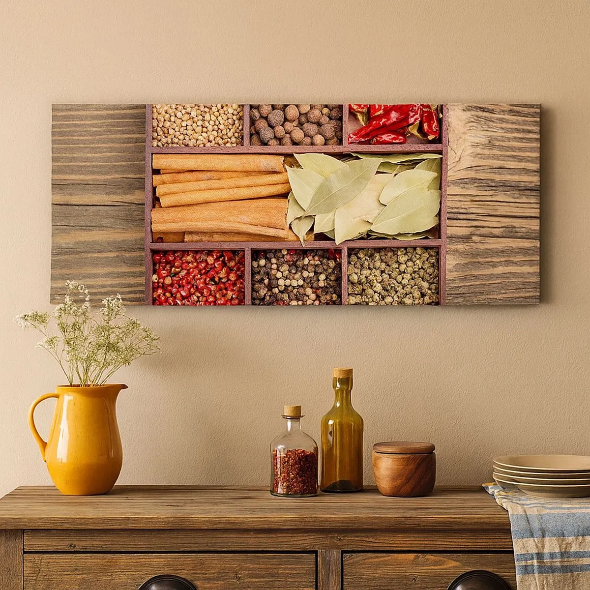 Quadro em tela - Ordem das formas, um ramo de aromas - 100x40 cm