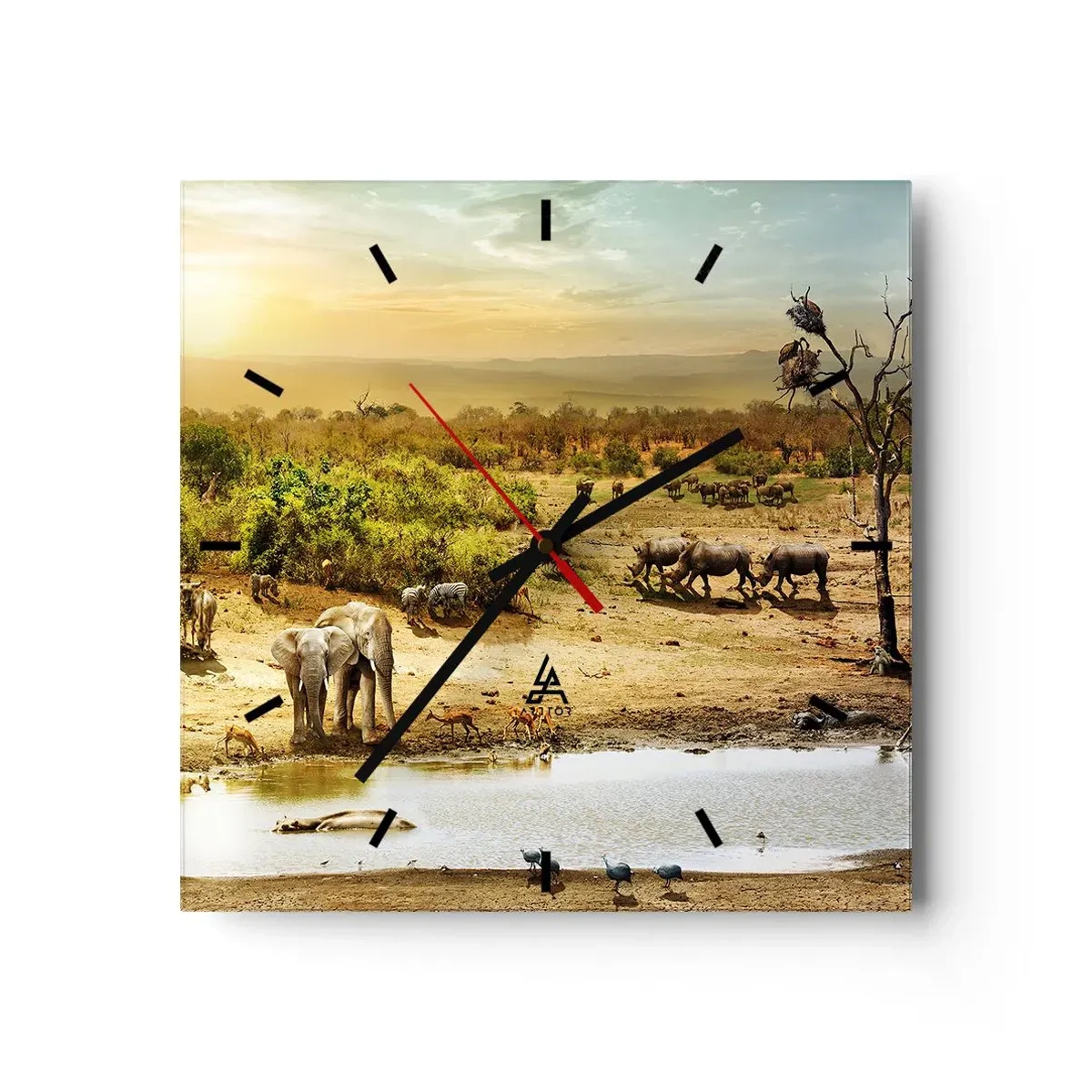Relógio de parede - Relógio em vidro - Um rio corria no Éden... - 30x30 cm