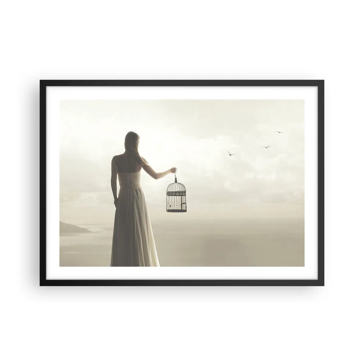 Pôster com moldura preta - Seja livre - 70x50 cm